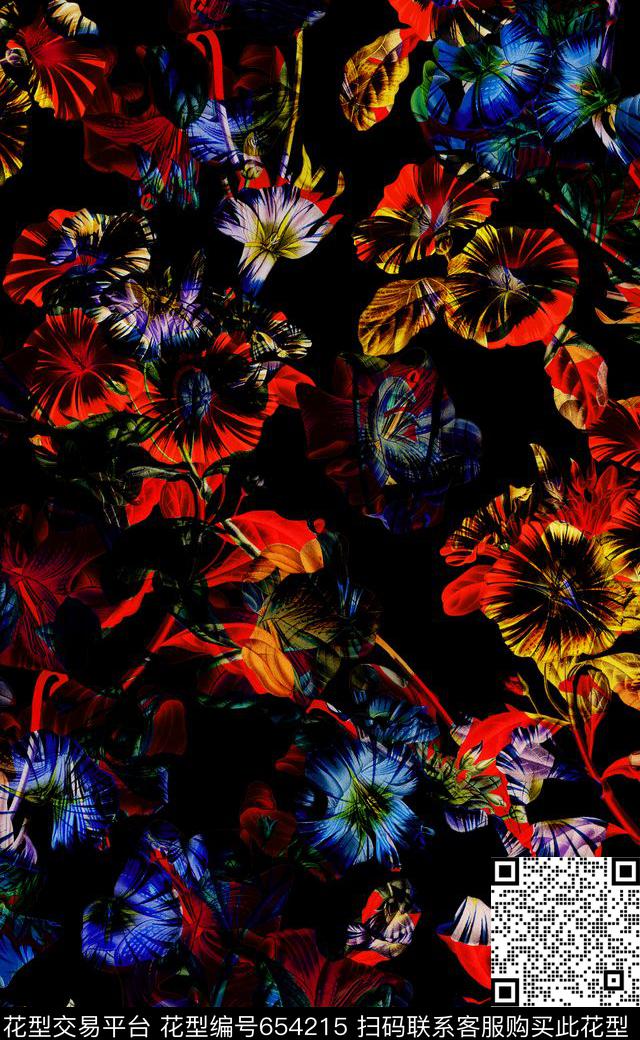 比基尼泳装花卉热带花卉数码印花华亿平台下载（图片编号: 654215） - 瓦栏（Walan）