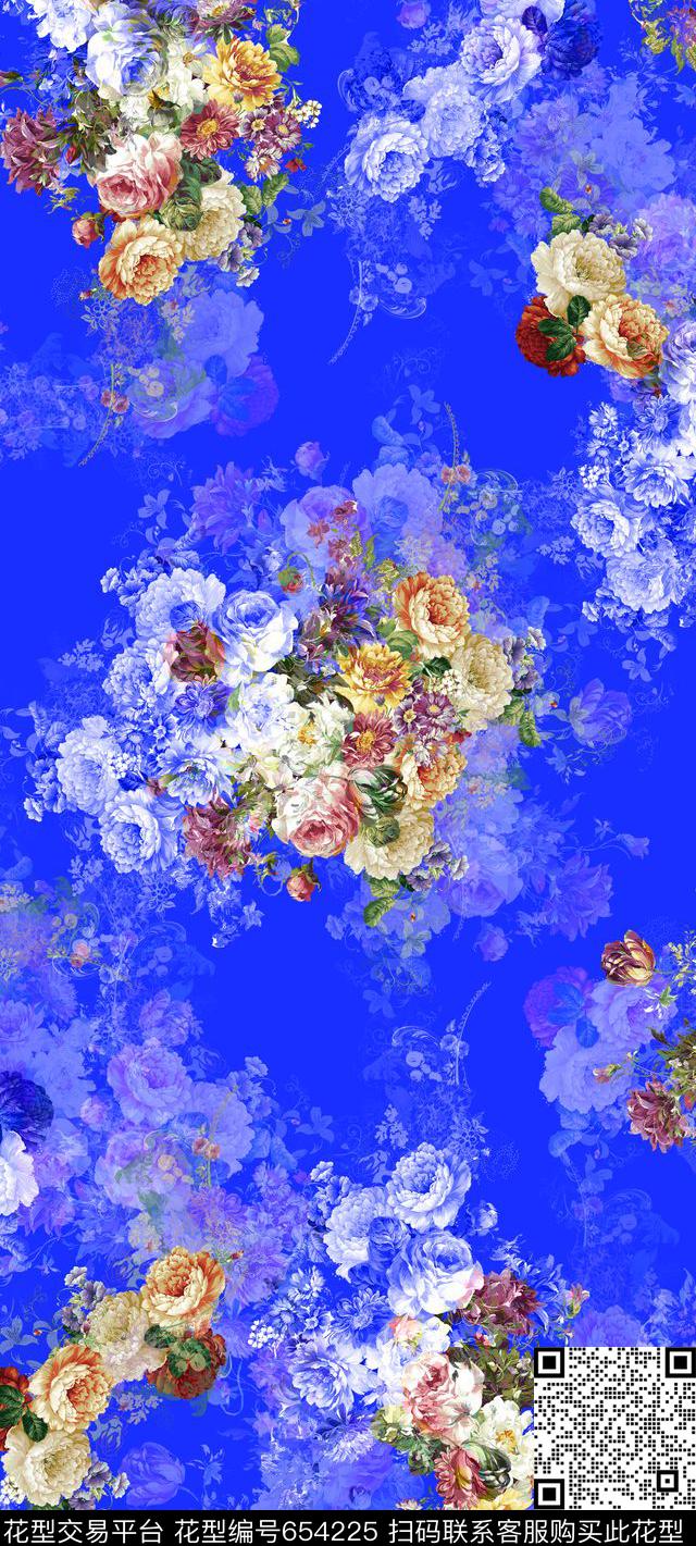 L.D~花卉L.D~手绘丝巾数码印花华亿平台下载（图片编号: 654225） - 瓦栏（Walan）
