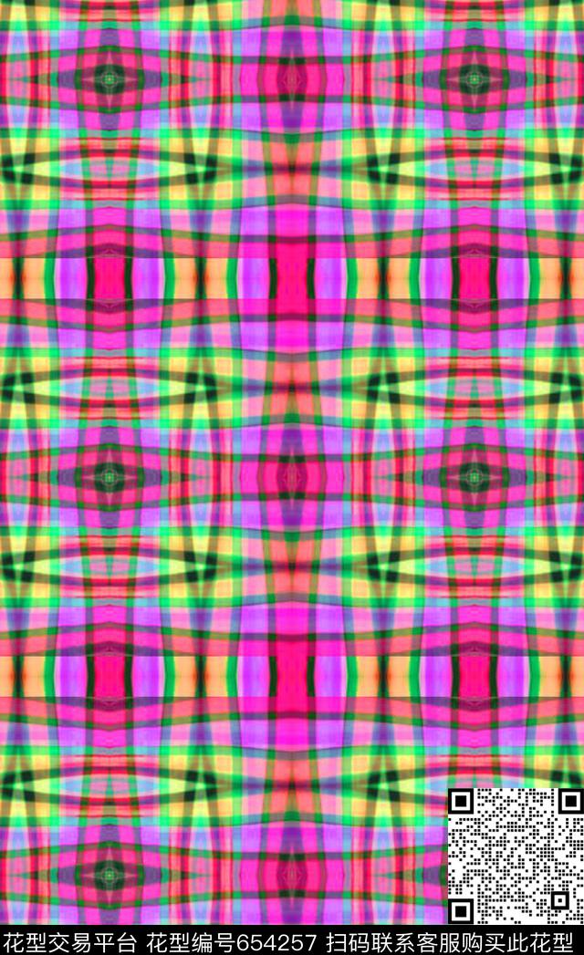 创意格子格子图案渐变多色数码印花华亿平台下载（图片编号: 654257） - 瓦栏（Walan）