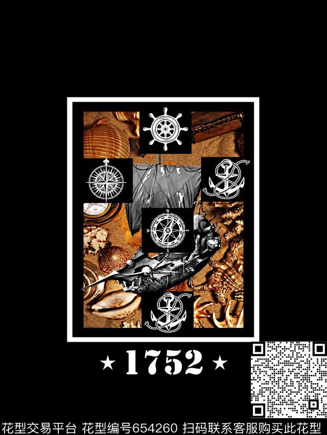 航海风潮海盗船男装T恤数码印花华亿平台下载（图片编号: 654260） - 瓦栏（Walan）