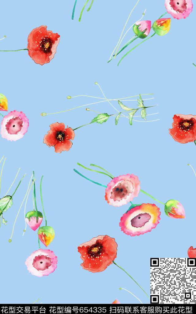 大花花朵花卉数码印花华亿平台下载（图片编号: 654335） - 瓦栏（Walan）