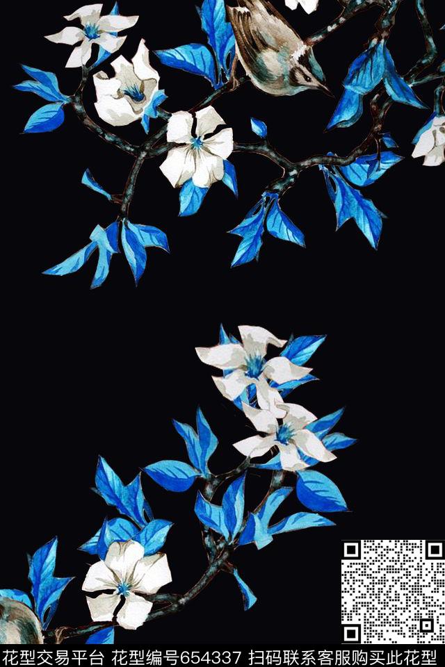 花鸟花朵花卉数码印花华亿平台下载（图片编号: 654337） - 瓦栏（Walan）