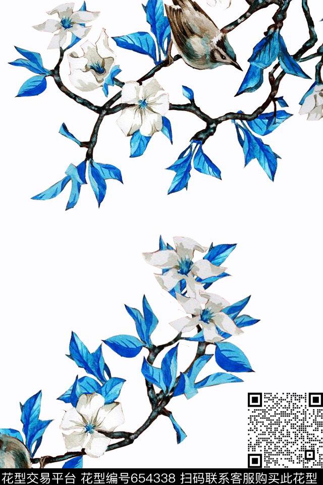 花鸟花朵花卉数码印花华亿平台下载（图片编号: 654338） - 瓦栏（Walan）