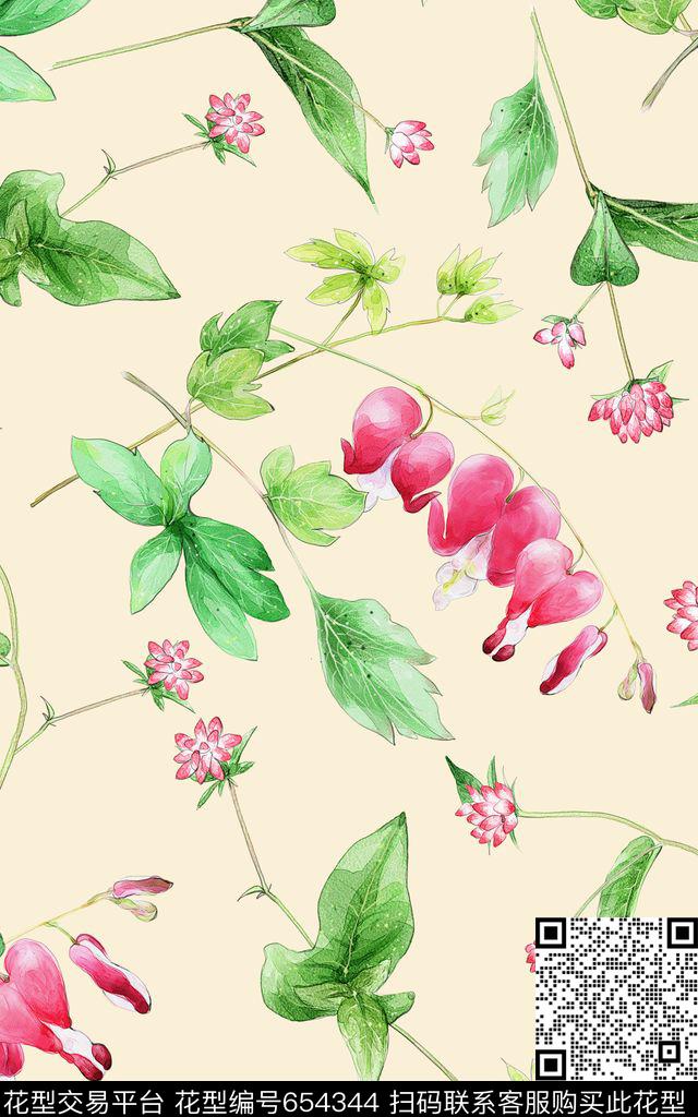 花朵花卉灯笼花数码印花华亿平台下载（图片编号: 654344） - 瓦栏（Walan）