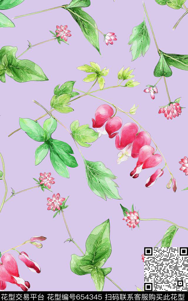 花朵花卉灯笼花数码印花华亿平台下载（图片编号: 654345） - 瓦栏（Walan）