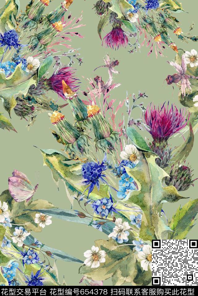 手绘大朵热带数码印花华亿平台下载（图片编号: 654378） - 瓦栏（Walan）