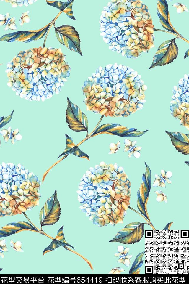 满版大朵薰衣草数码印花华亿平台下载（图片编号: 654419） - 瓦栏（Walan）