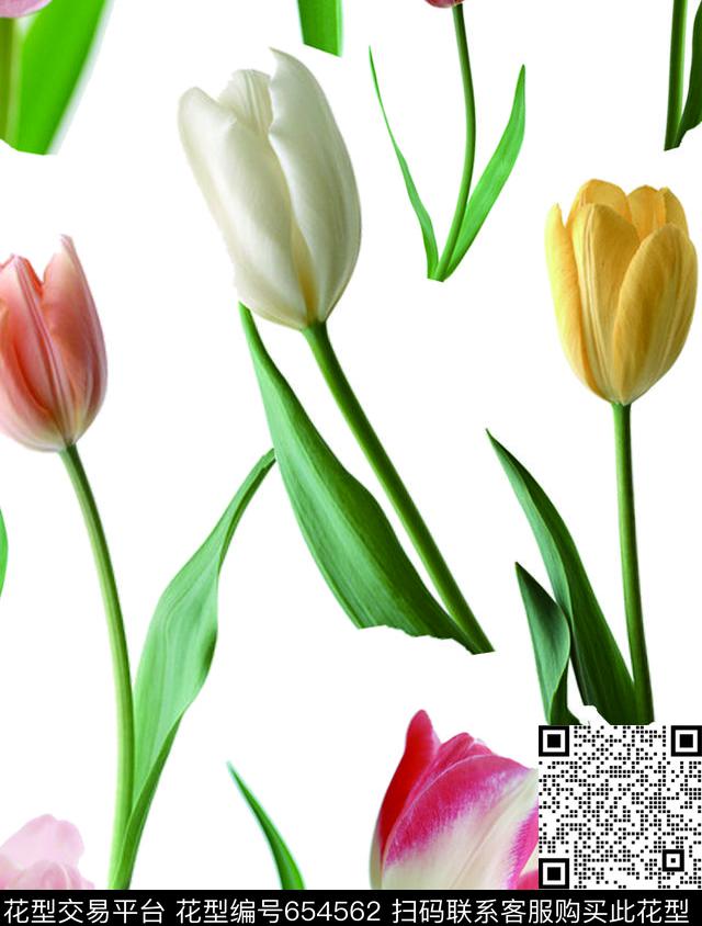 花朵郁金香数码印花华亿平台下载（图片编号: 654562） - 瓦栏（Walan）
