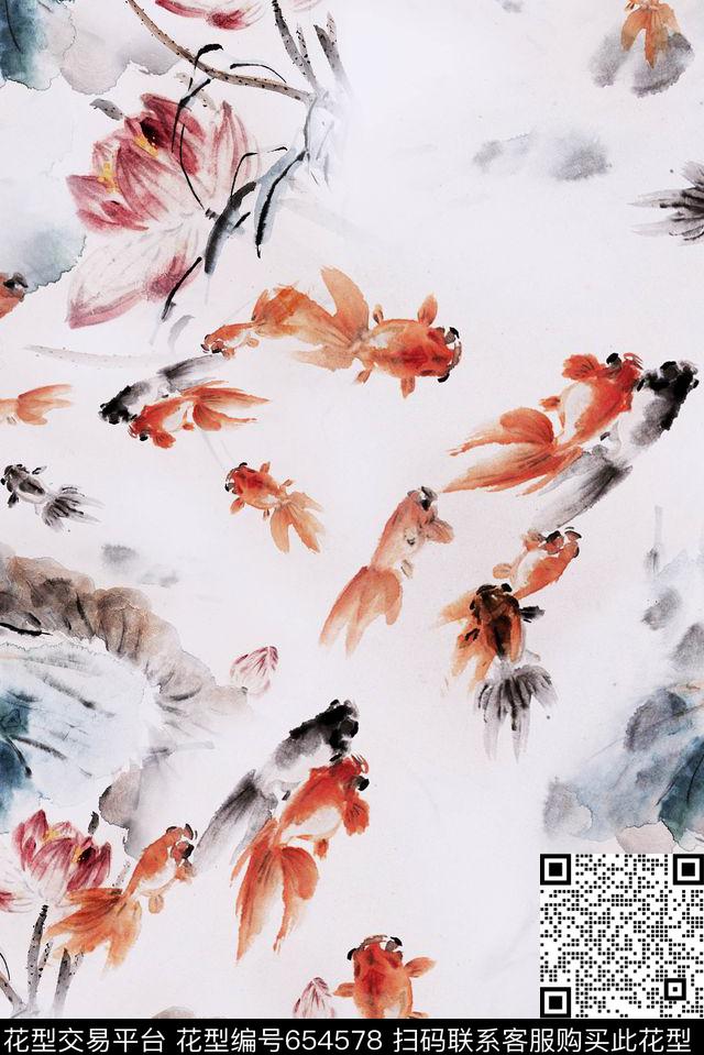 国画民族风中国风数码印花华亿平台下载（图片编号: 654578） - 瓦栏（Walan）