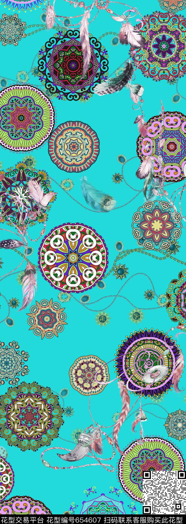 手绘羽毛项链手环配饰珠子数码印花华亿平台下载（图片编号: 654607） - 瓦栏（Walan）