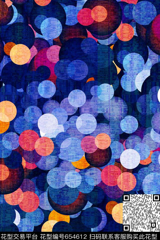圆形圆圈波点数码印花华亿平台下载（图片编号: 654612） - 瓦栏（Walan）