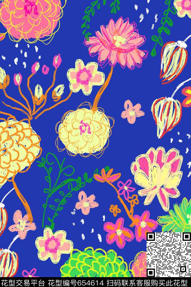 L.D~线条L.D~花卉L.D~手绘传统印花华亿平台下载（图片编号: 654614） - 瓦栏（Walan）