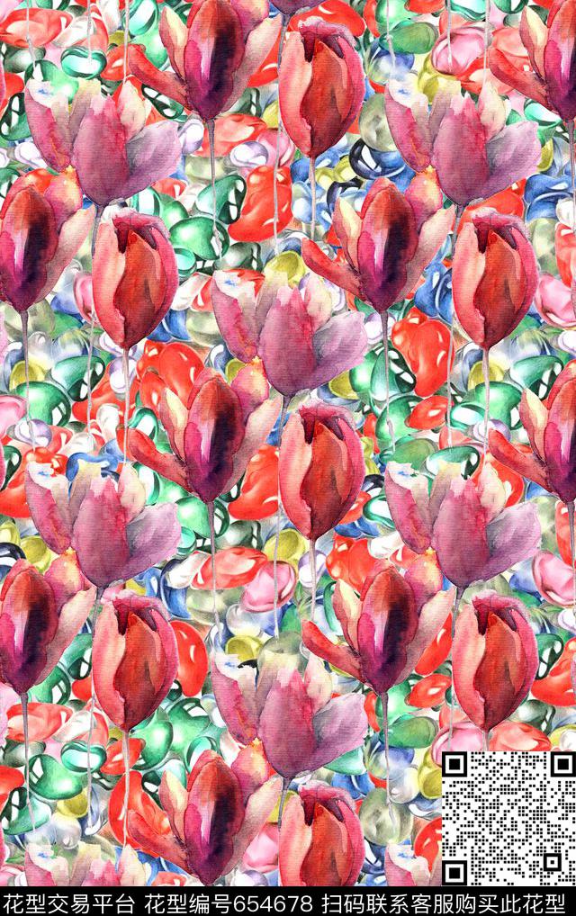 百合花朵花卉数码印花华亿平台下载（图片编号: 654678） - 瓦栏（Walan）