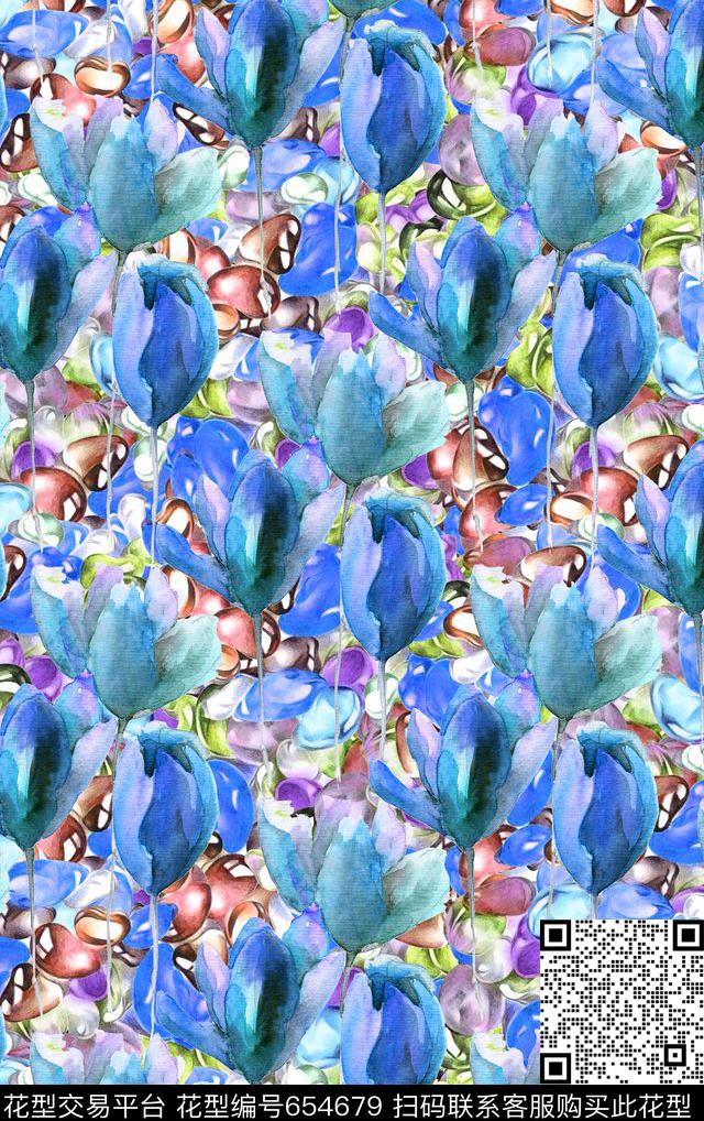 百合花朵花卉数码印花华亿平台下载（图片编号: 654679） - 瓦栏（Walan）