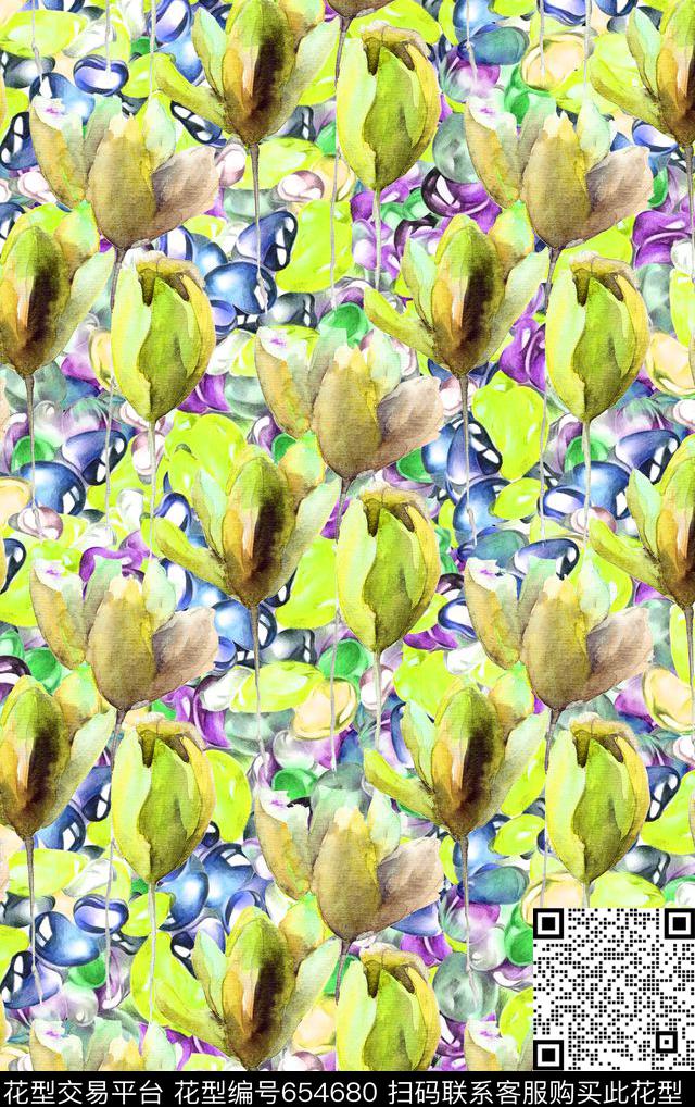 百合花朵花卉数码印花华亿平台下载（图片编号: 654680） - 瓦栏（Walan）