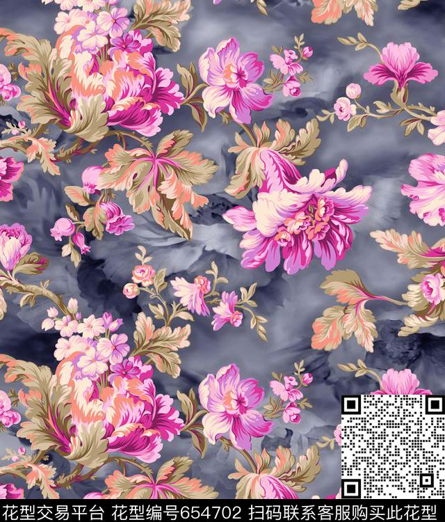 牡丹花朵花卉数码印花华亿平台下载（图片编号: 654702） - 瓦栏（Walan）