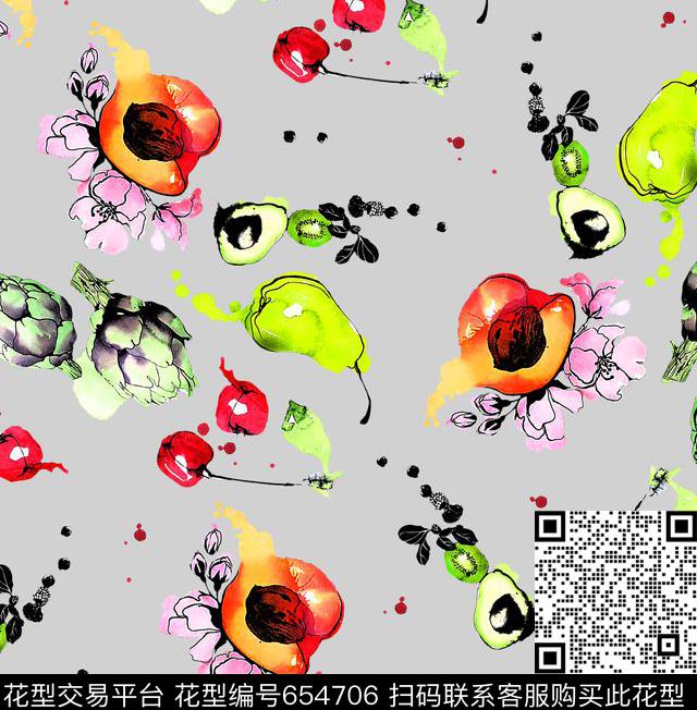 水果水彩画艺术画数码印花华亿平台下载（图片编号: 654706） - 瓦栏（Walan）