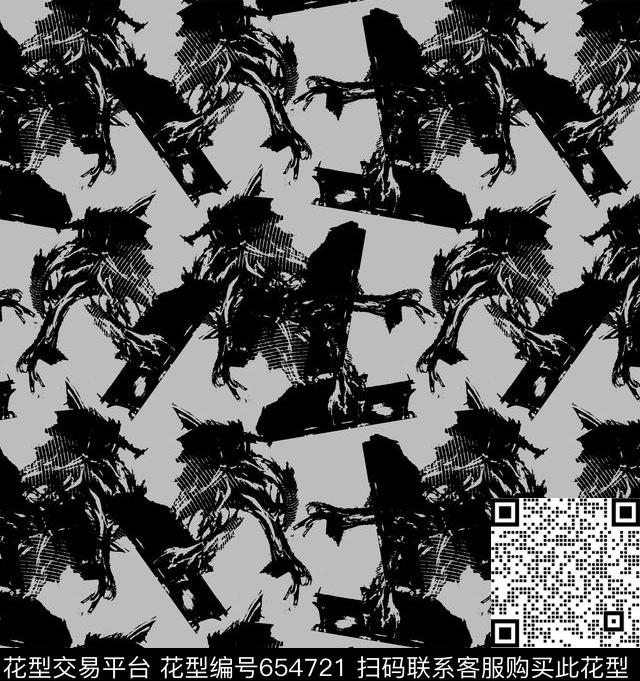 抽象几何图形黑白传统印花华亿平台下载（图片编号: 654721） - 瓦栏（Walan）