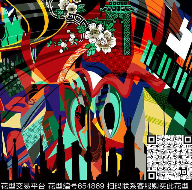 不规则几何数码印花华亿平台下载（图片编号: 654869） - 瓦栏（Walan）