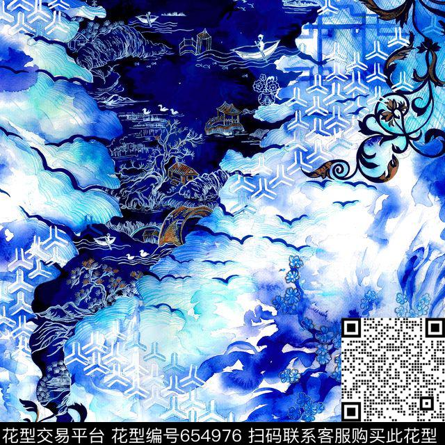 青花瓷数码印花华亿平台下载（图片编号: 654976） - 瓦栏（Walan）