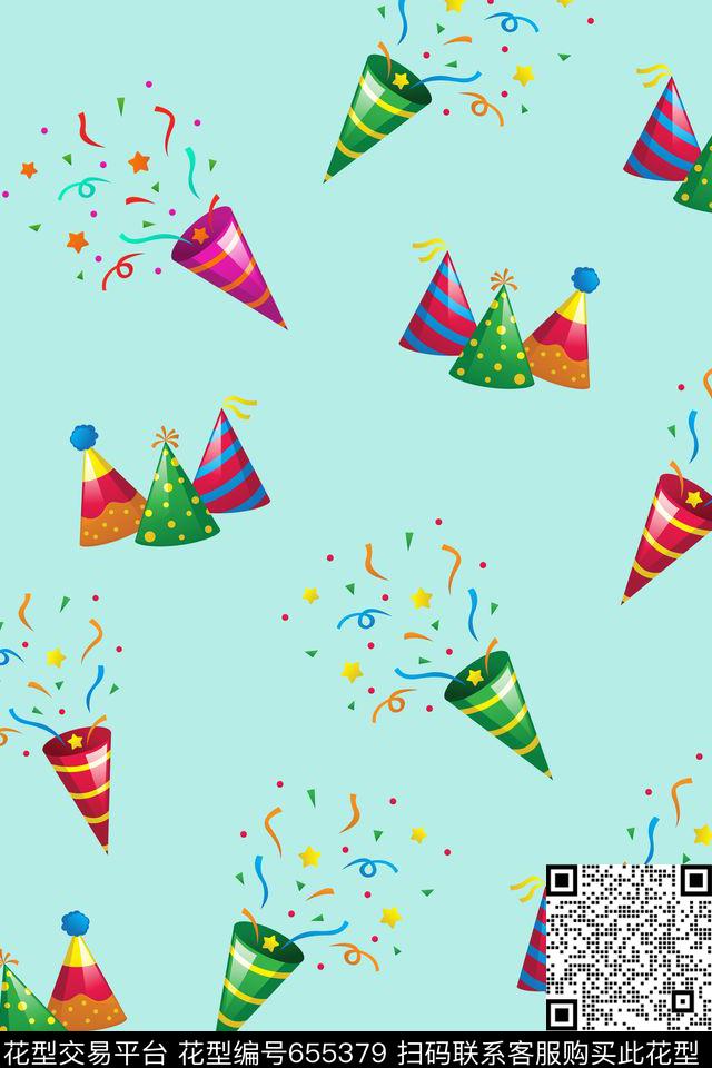 卡通喜庆礼花礼物传统印花华亿平台下载（图片编号: 655379） - 瓦栏（Walan）