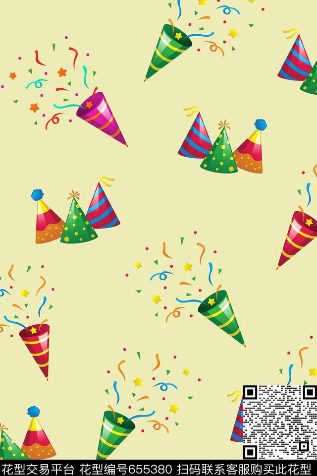 卡通喜庆礼花礼物传统印花华亿平台下载（图片编号: 655380） - 瓦栏（Walan）