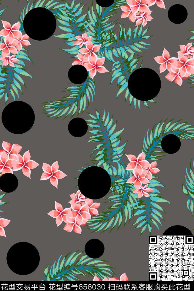 波点花卉传统印花华亿平台下载（图片编号: 656030） - 瓦栏（Walan）
