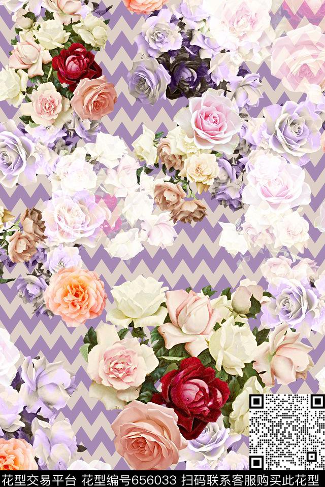 女装花卉几何数码印花华亿平台下载（图片编号: 656033） - 瓦栏（Walan）