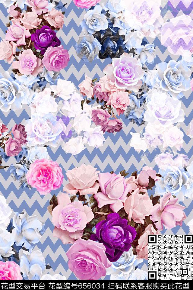 女装花卉几何数码印花华亿平台下载（图片编号: 656034） - 瓦栏（Walan）
