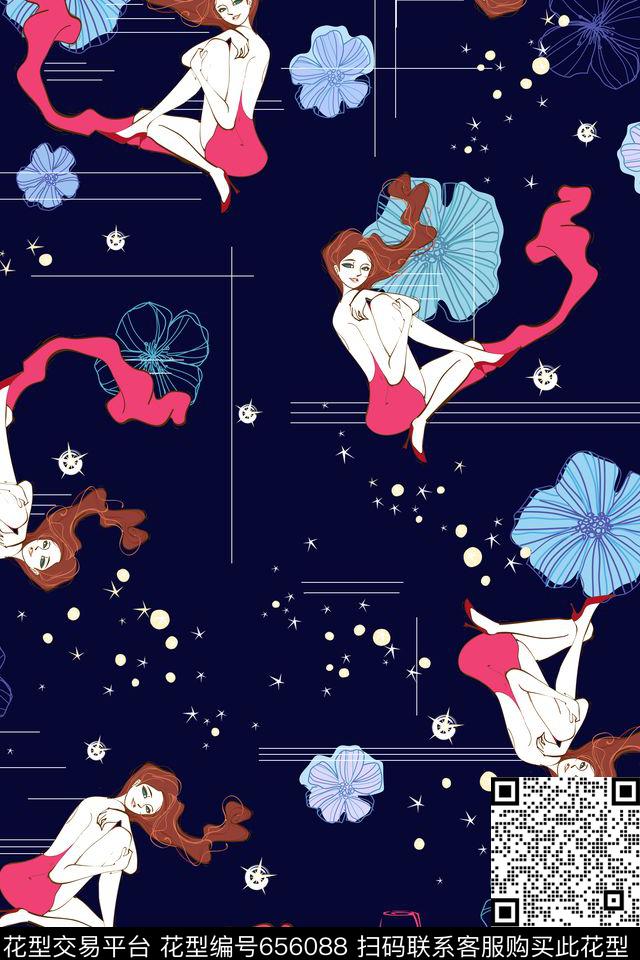 休闲风时尚人物几何传统印花华亿平台下载（图片编号: 656088） - 瓦栏（Walan）