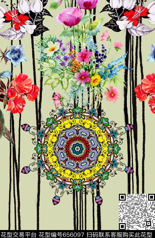 定位花卉花纹数码印花华亿平台下载（图片编号: 656097） - 瓦栏（Walan）