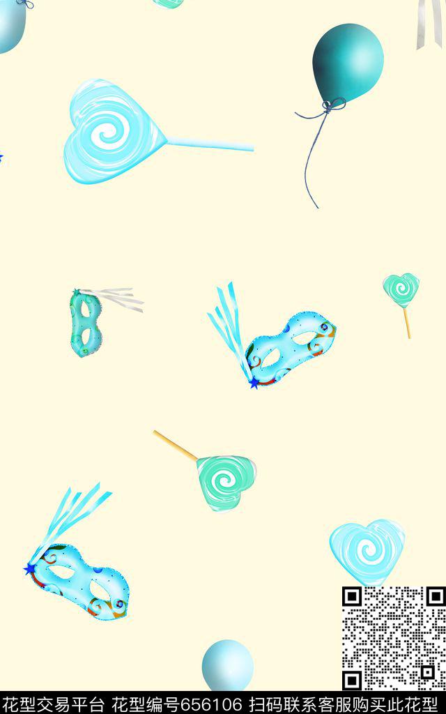 小清新气球棒棒糖数码印花华亿平台下载（图片编号: 656106） - 瓦栏（Walan）