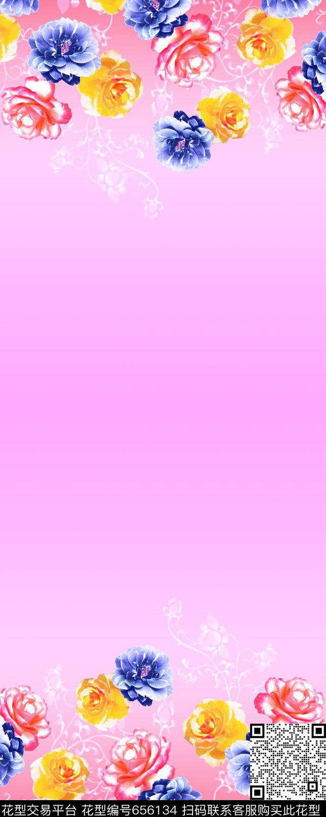 牡丹花朵花卉数码印花华亿平台下载（图片编号: 656134） - 瓦栏（Walan）