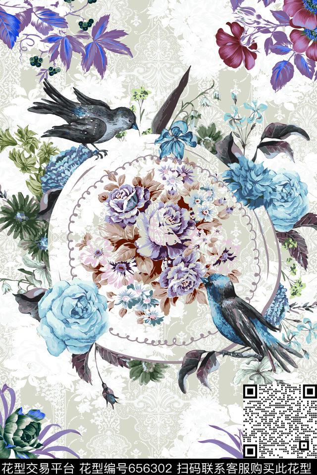 动物鸟花卉数码印花华亿平台下载（图片编号: 656302） - 瓦栏（Walan）