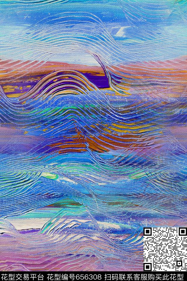 抽象曲线线条数码印花华亿平台下载（图片编号: 656308） - 瓦栏（Walan）