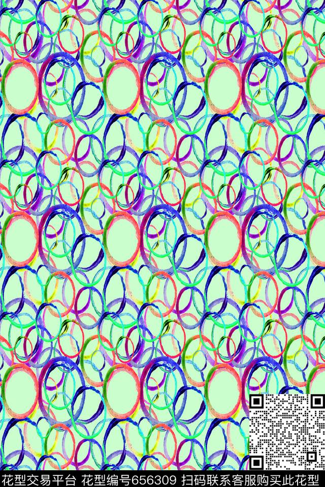圆圈圆形几何数码印花华亿平台下载（图片编号: 656309） - 瓦栏（Walan）