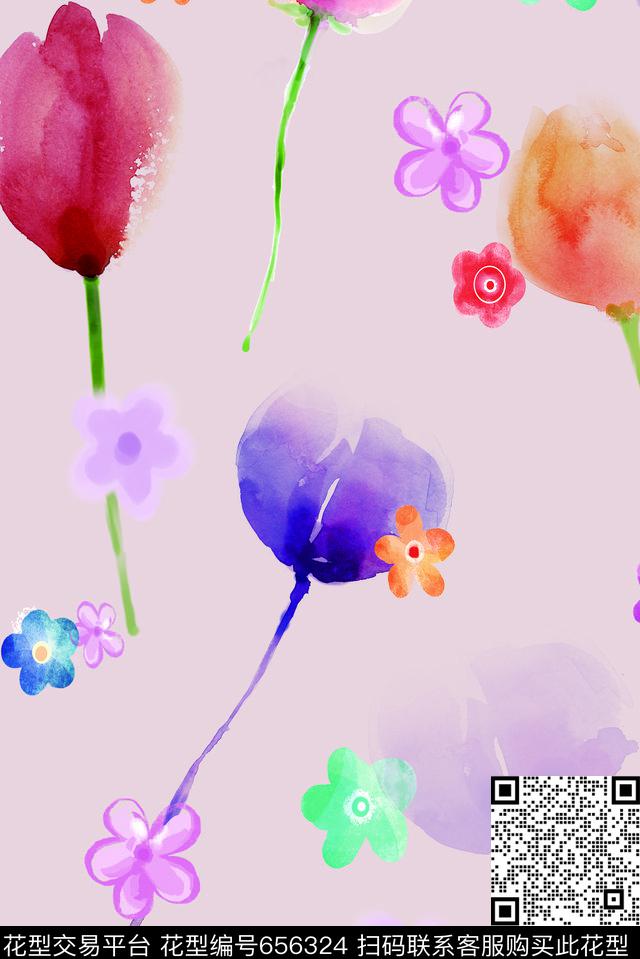 乱花花朵花卉数码印花华亿平台下载（图片编号: 656324） - 瓦栏（Walan）