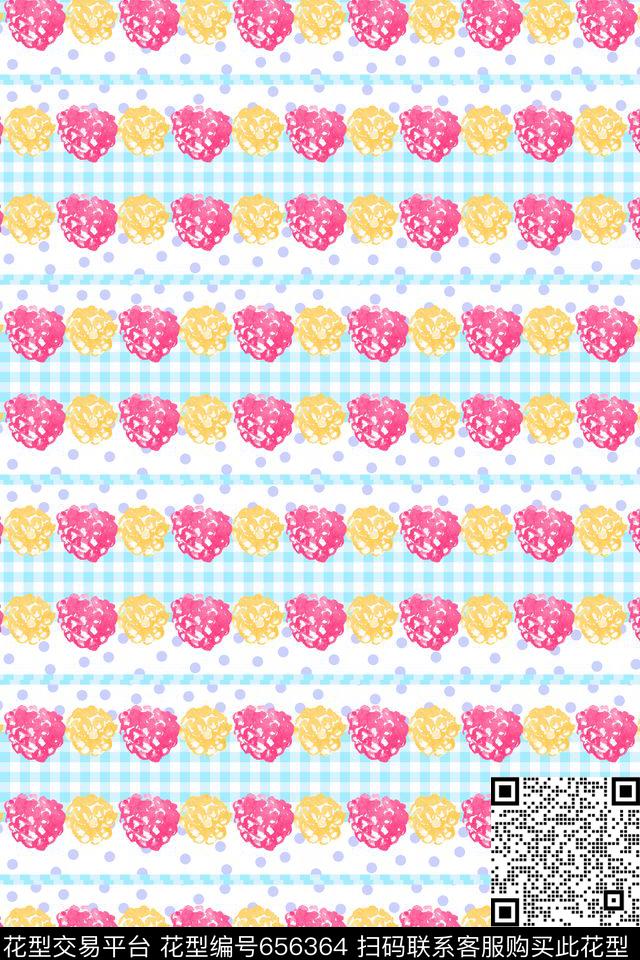 格子波点水果数码印花华亿平台下载（图片编号: 656364） - 瓦栏（Walan）