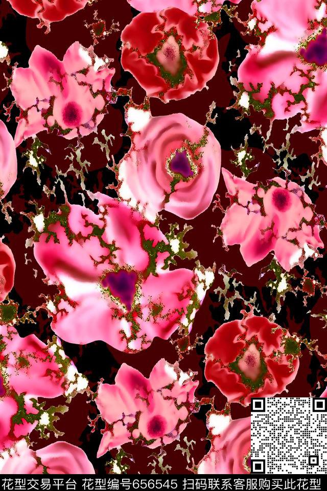 色块花卉豹纹数码印花华亿平台下载（图片编号: 656545） - 瓦栏（Walan）