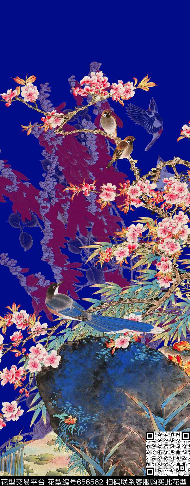 时尚手绘水彩画山水画花鸟数码印花时尚潮流中国风女装旗袍定位印花丝巾梅花印花数码印花华亿平台下载（图片编号: 656562） - 瓦栏（Walan）