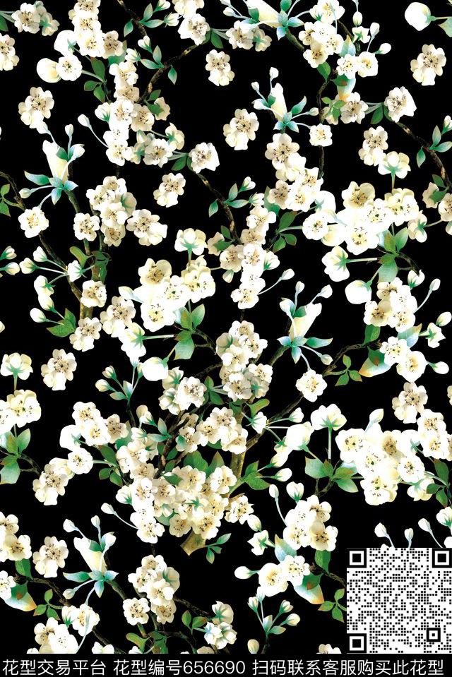 热带时尚花卉数码印花华亿平台下载（图片编号: 656690） - 瓦栏（Walan）