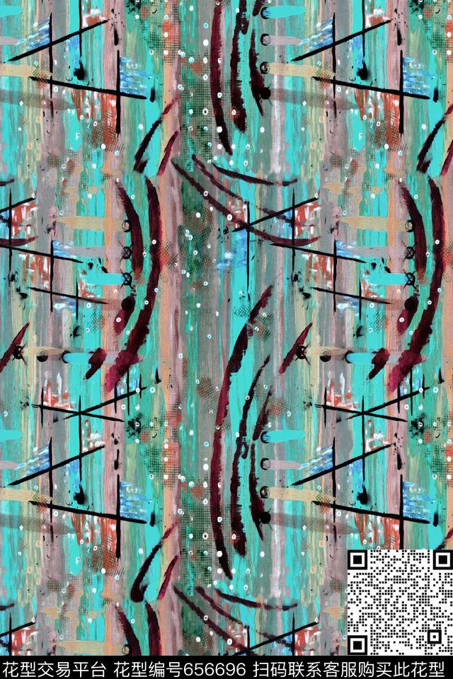 手绘抽象水彩数码印花华亿平台下载（图片编号: 656696） - 瓦栏（Walan）