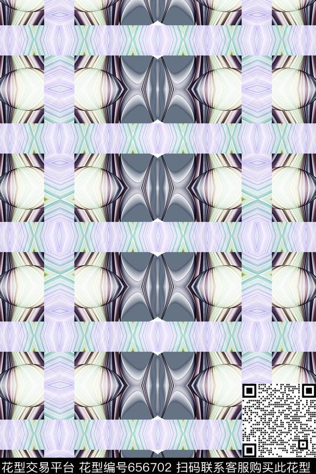 圆形格子图案创意格子数码印花华亿平台下载（图片编号: 656702） - 瓦栏（Walan）