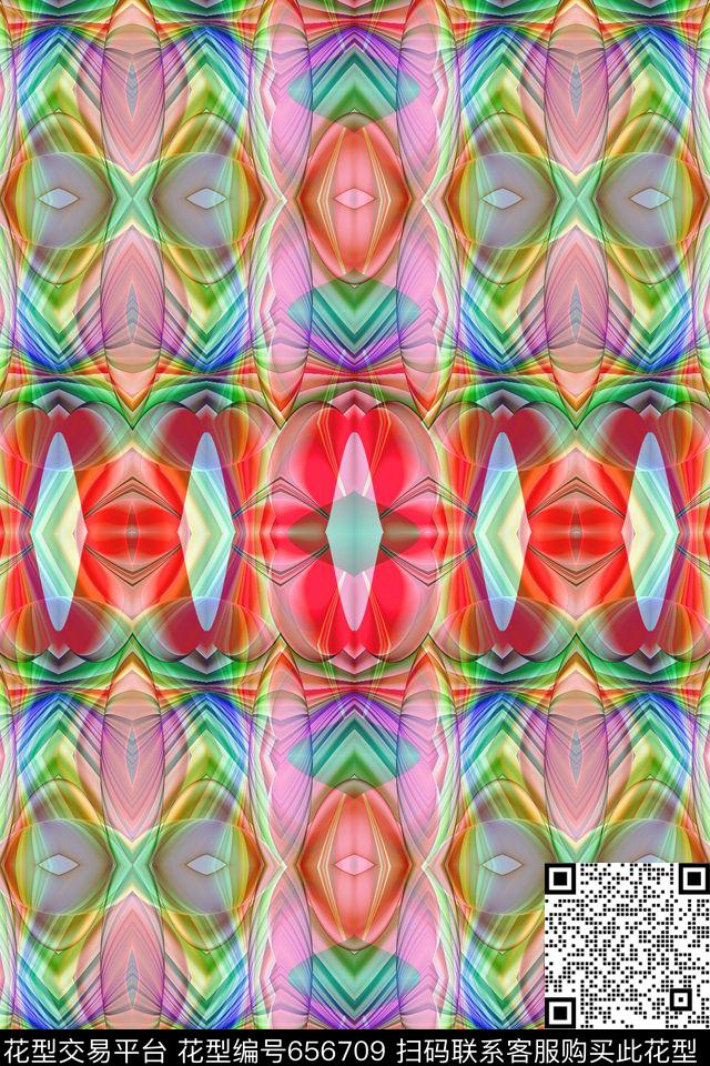 条纹混搭格子混搭多色变幻数码印花华亿平台下载（图片编号: 656709） - 瓦栏（Walan）