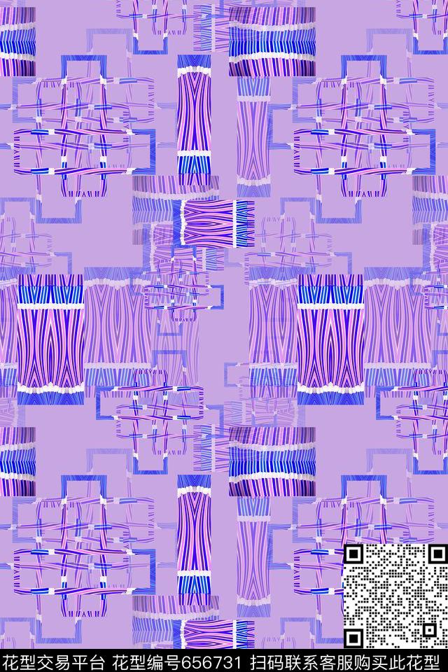 创意格子混搭几何解构数码印花华亿平台下载（图片编号: 656731） - 瓦栏（Walan）