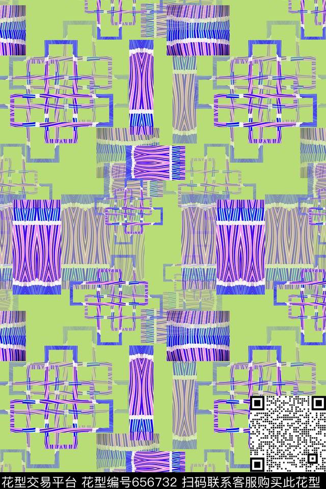 创意格子混搭几何解构数码印花华亿平台下载（图片编号: 656732） - 瓦栏（Walan）