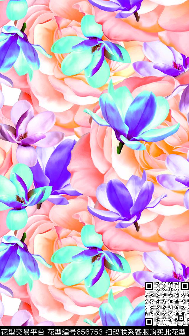 beautyfulwatercolorflowers数码印花华亿平台下载（图片编号: 656753） - 瓦栏（Walan）