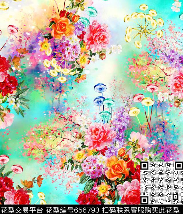 花卉数码印花华亿平台下载（图片编号: 656793） - 瓦栏（Walan）