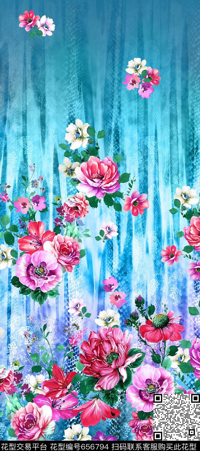 牡丹花卉数码印花华亿平台下载（图片编号: 656794） - 瓦栏（Walan）