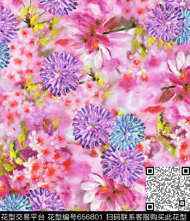 花卉数码印花华亿平台下载（图片编号: 656801） - 瓦栏（Walan）